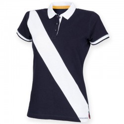 Plain Women's diagonal stripe piqué polo shirt - tag-free Front Row & Co 200 GSM